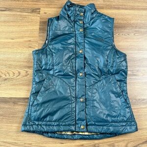 The North Face Womens Green Puffer Vest Plaid Flannel Lined Primaloft Zip Up XS